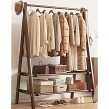 All Beech Clothing Rack,Load 220LBS,coat rack,heavy duty clothes rack wood,Portable Folding Clothes Rack ,clothing racks for hanging clothes with Shoe Clothing Storage Organizer 2 Shelves ( Color : Do