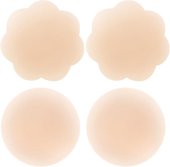 MUQU Womens Silicone Pasties - Breast Petals Reusable 2 Pairs Invisible Silicone Nipple Cover For Dress