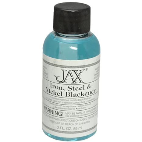 JAX Iron Steel & Nickel Blackener - Metal Finishing Solution - Antique Finish Without Heat or Electricity - 2 Ounce