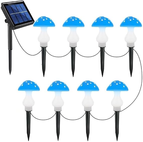 RCFINE Solar Outdoor Lights Set of 8 Solar Mushroom Lights with 8 Modes Waterproof Garden Mushroom Lamp Outside Decoration for Pathway Landscape Yard Easter Pathway (Blue)