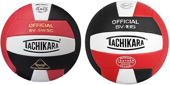 Tachikara SV5WC Red, White and Black Volleyball SV18S Composite Volleyball Bundle