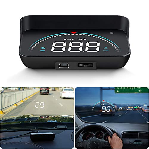 HUD Head-up Display,3.5 Inch Head-up Display Multifunction Overspeed Warning System Portable HUD Projector for Car Black