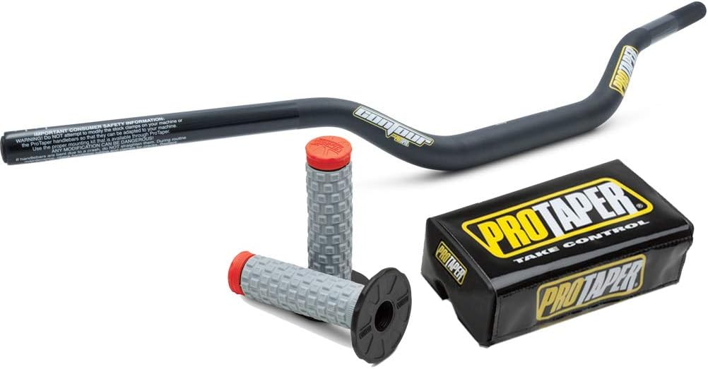 Pro Taper 2843D-BLU Black SX Race Contour handlebars & 024851 Red Pillow Top Grips