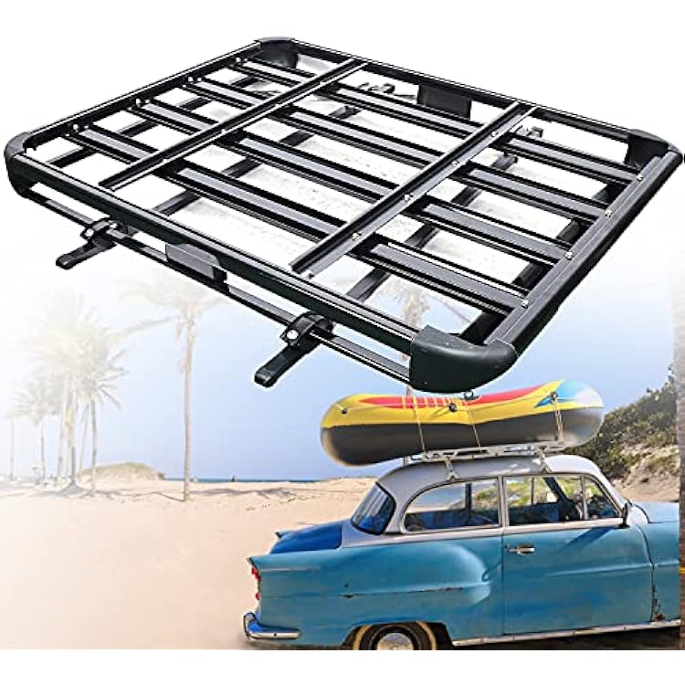 Roof Rack Cargo Basket with Extension Car Top Luggage Holder Carrier Fit for SUV Truck Cars, Capacity,Universal,Black-140  100cm
