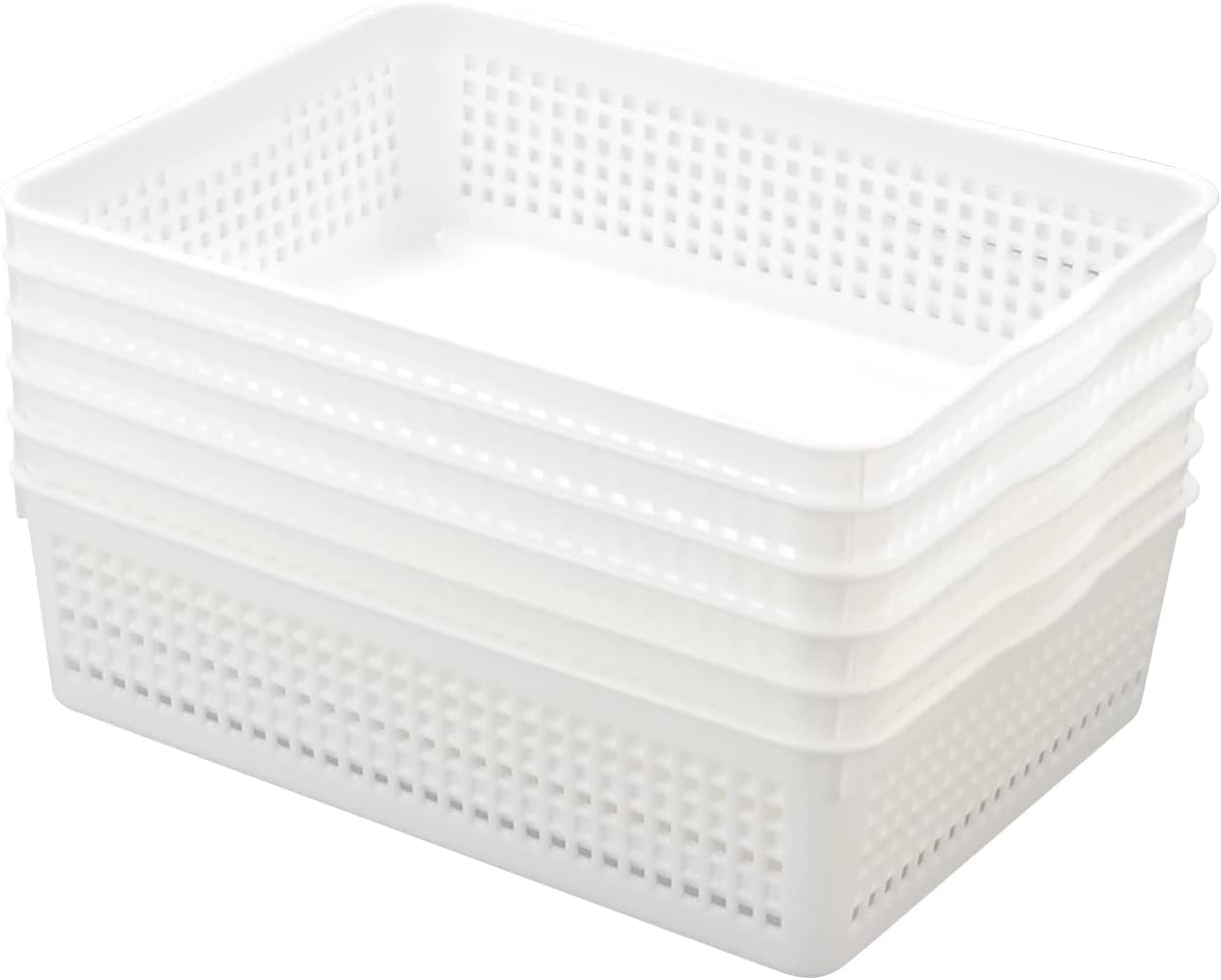 6-pack Storage Basket Trays, Plastic Office Tray, White
