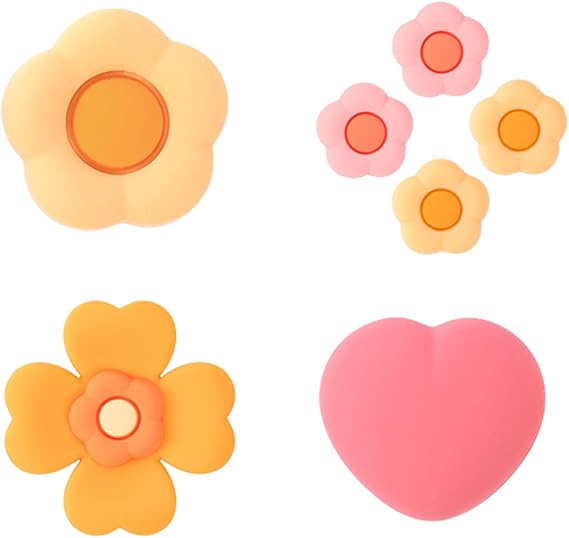 GeekShare Cross D-Pad Button Caps Thumb Grip Caps Set Compatible with Switch 2, ABXY Key Buttons Sticker Cover Caps for Switch 2 - Heart and Flower