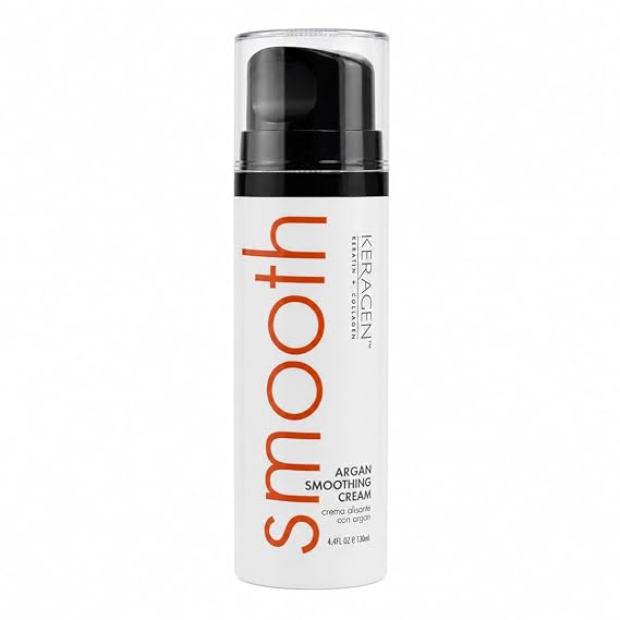 KERAGEN Heat Styling Smoothing Cream, Frizz Control, 4.4 oz | Lightweight sulfate free, cruelty free cream for chemically-treated-hair with heat protection, moisturizing and anti-fade.