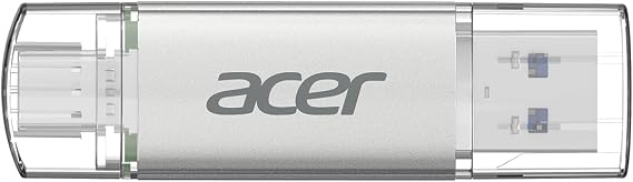 Acer UT300 USB 3.0 Flash Drive 64GB, Memory Pen Stick with Transfer Speeds Up to 150 MB/s, USB Type-C Typc-A Thumb Drive for Phones, Laptops, TVs and Audio Equipment
