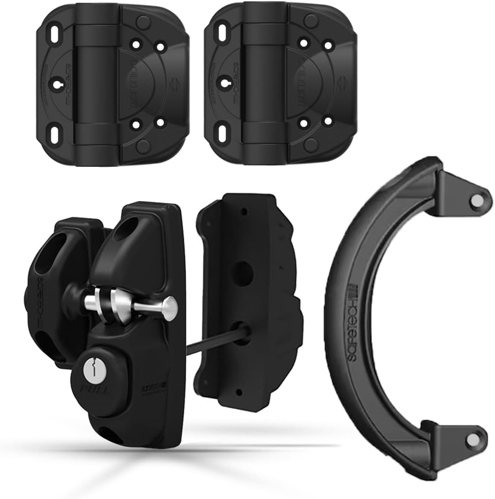 Safetech Hardware ViperX2 Gravity Gate Latch, CoilKlik Gate Hinges & Gate Handle Bundle