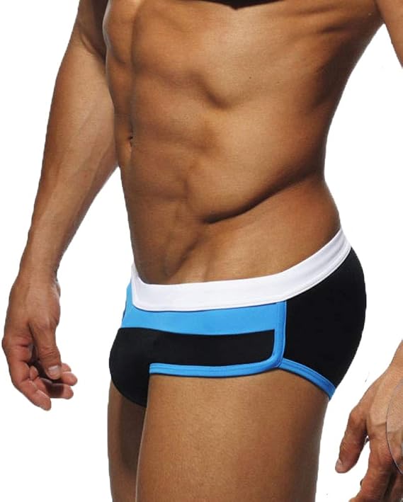 sandbank Men's Bikini Swimsuit Fashion Camouflage Print Bathing Suit Low Waist Elastic Swim Briefs with Cup Swimwear