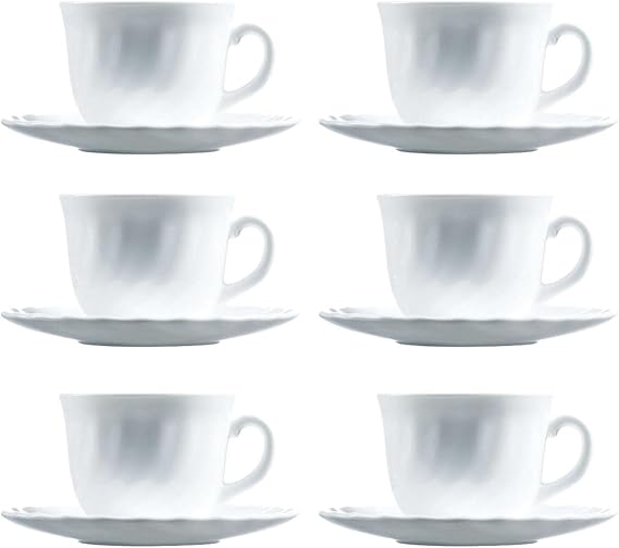 Dajar Luminarc Trianon Opal Set with Plate 22cl White, 6 Count (Pack of 1)