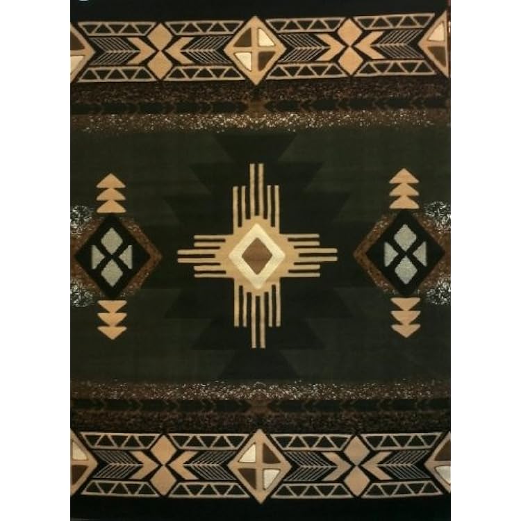 South West Native American Area Rug Design C318 Sage Green 5 Feet X 7 Feet