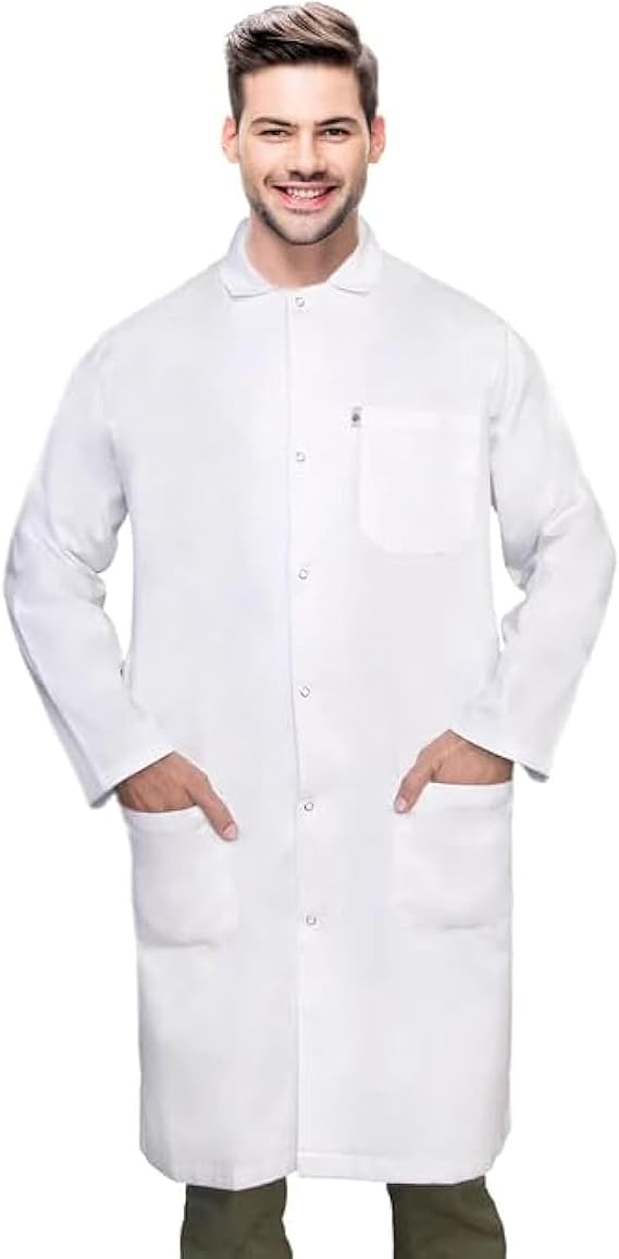 Unisex Adult Medical-lab-coats | 100% cotton snap-button lab coat with 3 pockets, shrink-controlled fabric, and comfortable all-day wear