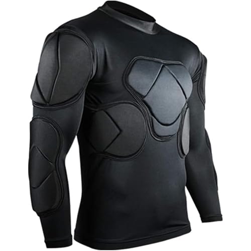 Mens Goalkeeper Shirt Padded Football Protective Gear for Men Training Suit Rib Protector for Soccer Basketball Paintball