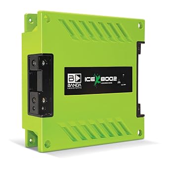 1-Channel Vehicle Audio Bass Amplifier - High-Powered Mono Bass Amplifier w/Subsonic Filter and Low Pass Filter Stable at 2 ohms, LED Indicators, Sound Specialization, Green - BANDA ICEX800.2GREEN