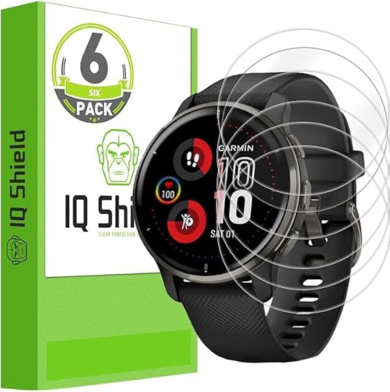 IQShield 6 Pack Screen Protector for Garmin Venu 2 Plus Easy Install, Smudge Resistant, Ultra Thin, Anti-Scratch, Anti-Bubble, Clear TPU Film