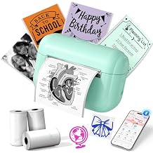 Memoking Mini Sticker Printer - Portable Inkless Bluetooth Thermal Photo Printer Pocket Label Maker Sticker Maker for kids Print Pods Receipt Printers, Smart AI APP, for Study Note, Journal, DIY, Gift