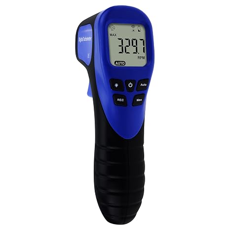 Digital Non-Contact Photo Tachometer Laser RPM Meter Gauge with Data Record Function Reflective Tapes, Measuring Range:2.5-99999RPM