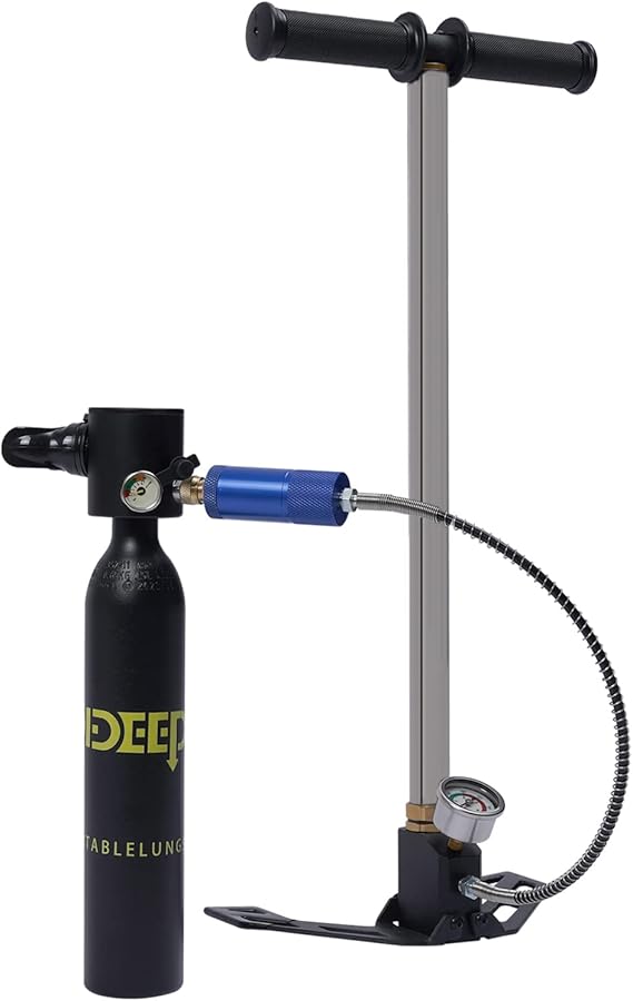 X3000 Mini Scuba Tank, 0.5L/0.53Qt Oxygen Tank Pump, Scuba Oxygen Tank Pump Diving Equipment with Pressure Gauge, Portable Scuba Diving Tank Kit Suit for Less Than 10m/32.81ft Depth