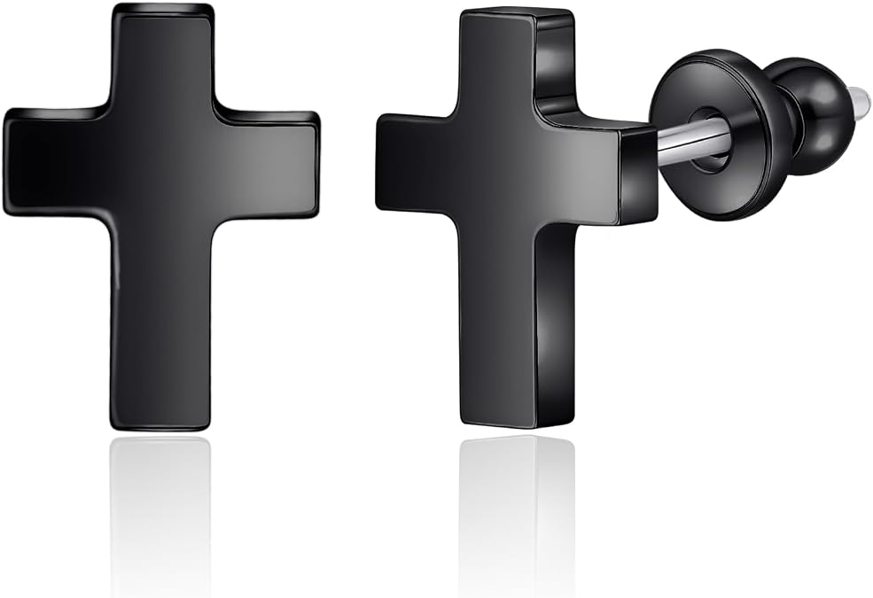 Limerencia Titanium Stud Earrings, Cross Earrings for Sensitive Ears