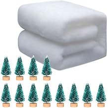 Tatuo 15.7 Inch x 11.2 Feet Christmas Snow Blanket Roll and 12 Pieces Mini Sisal Snow Frost Trees Bottle Brush Tree Christmas Fake Snow for Christmas Decoration and Display