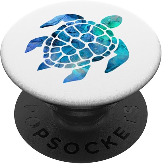 Sea Turtle Phone Grip Blue And Green Watercolor On White PopSockets PopGrip: Swappable Grip for Phones & Tablets PopSockets Adhesive PopGrip