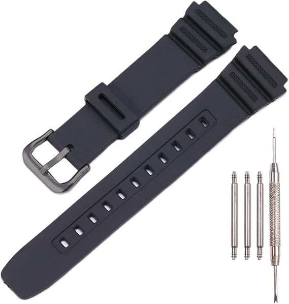 Resin Strap Compatible with Casio AE-1300 AE-1200 F-108 W-216H AE-1000w SGW-300H AQ-S800W W-800H Men's Watch Band Sport Waterproof Silicone Replacement Bracelet