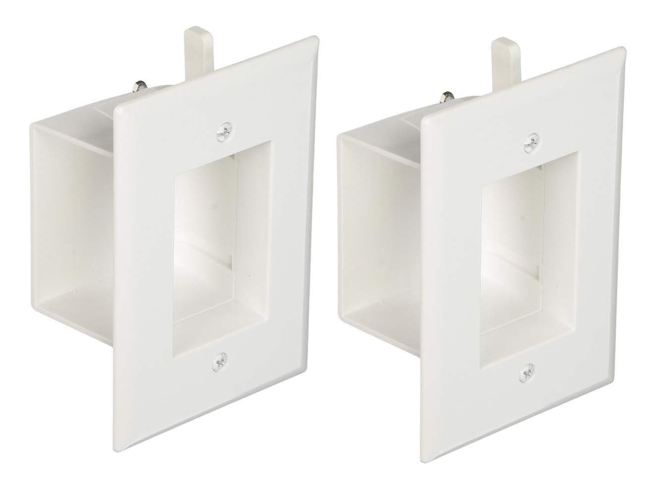 DataComm 45-0008-WH 1-Gang 2 Pack Recessed Low Voltage Wall Cable Plate - White
