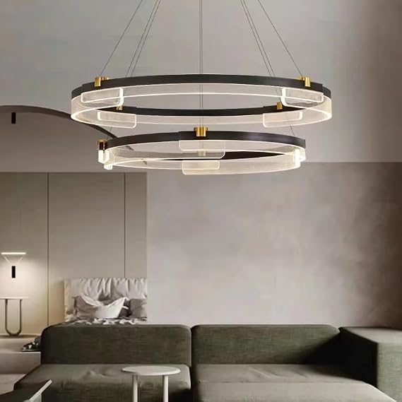 Modern Living Room LED Minimalist Circle Pendant Light for Dining Bedroom Interior Decor 2 Decks Lighting Lamp
