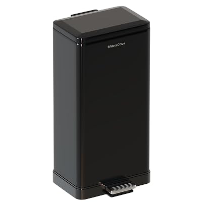 8 Gallon Trash Can with Lid with,30L Large Capacity Stainless Steel Kitchen Trash Can with Soft-Closed Lid,Garbage cans for Kitchen with Foot Pedal & Removable Inner BucketBlack