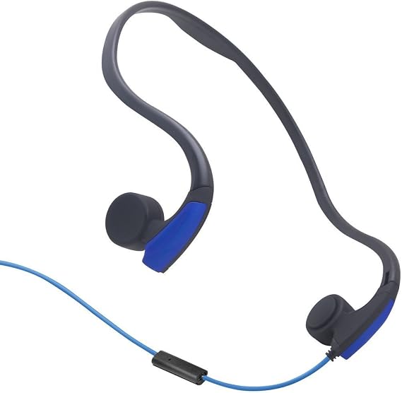 Bone Conduction Headphones with Microphone Stereo Open-Ear Sport Headphone with Noise Reduction Microphone (Blue)
