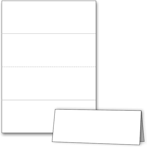 White Tent Cards 2.75" x 8.5" Folded Pre-Scored 80lb Cover 100 Cards