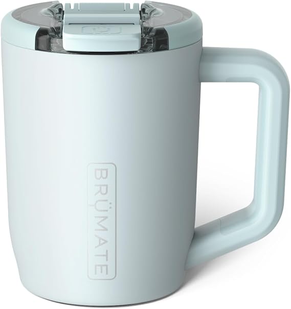 BruMate Muv - 15oz 100% Leak Proof Insulated Coffee Mug with Handle & Lid - Stainless Steel Coffee Travel Mug - Double Walled Coffee Cup (Blue Agave)