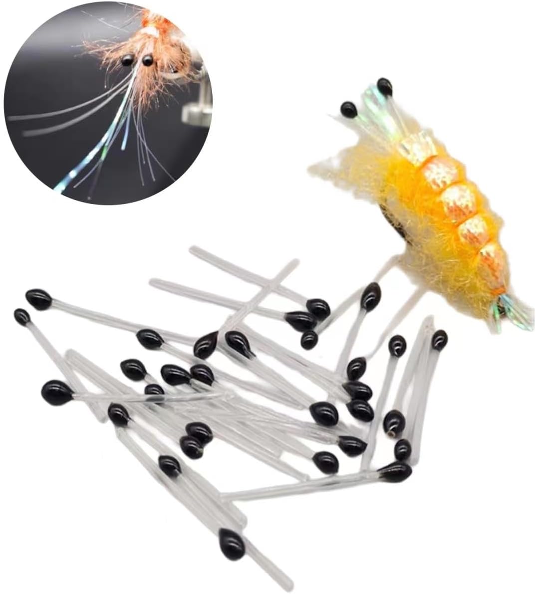 50 Pcs Crab and Shrimp Eyes Fly Tying Materials Crab Eyes Shrimp Eyes Fly Tying Eyes for Tying Saltwater and Pike Fishing Flies