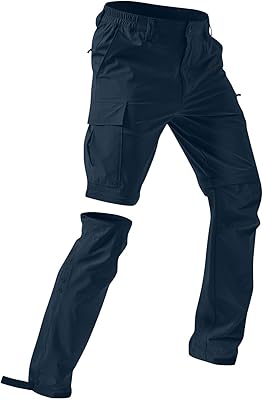 ADHOWBEW Mens-Hiking-Pants Convertible Quick-Dry Water-Resistant Lightweight Zip-Off Outdoor with 5 Deep Pockets