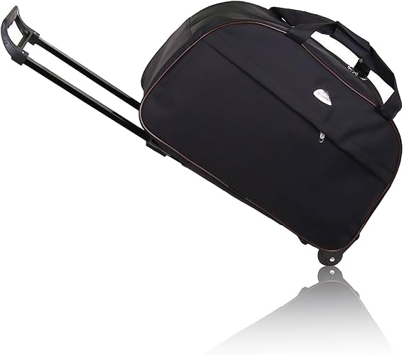 Rolling Duffel Bag with Wheels 23 Inch Foldable Travel Luggage Black | Folds Flat to 3" for Storage, Water-Resistant Weekend Overnight Bag for Men Women, Carry On Airport Camping Must Haves