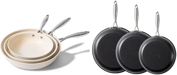 UUKRAVE Nonstick Ceramic Frying Pan Set, Healthy Ceramic Pan for Cooking with Stainless Steel Handle, Non-Toxic, PFAS/PTFE/PFOA-Free, Induction Compatible, Dishwasher & Oven Safe, 8"/9.5"/11"