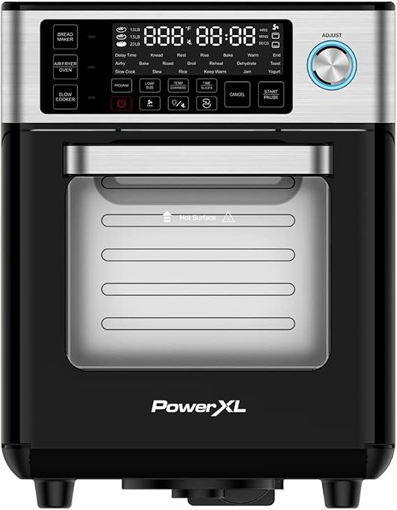 PowerXL 4-in-1 Versa Chef Air Fryer, Oven, Bread Maker, Slow Cooker, with 25 Cooking Presets, Black