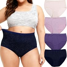 Women's Underwear Cotton Plus Size XL-5XL Briefs Ladies Panties Mid Rise Pantys for Women 4-Pack