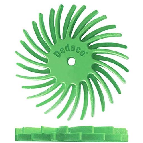 Dedeco Sunburst Radial Bristle Discs 48-Pack - 78 Curved Dual Discs - Light Green 14000 Grit Ultra-Fine, 1 Micron - Aluminum Oxide for Polishing & Finishing