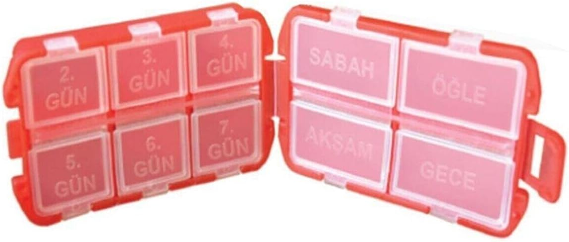 Pillbox Medicine Storage Box Can Be Opened Red Weekly