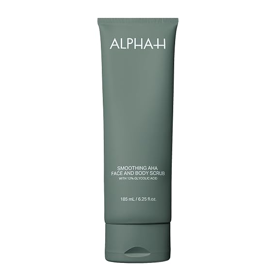 Alpha-H Smoothing AHA Face and Body Scrub 185ml - Dual Exfoliation for Brighter Skin - Smooths Texture and Preps for Skincare