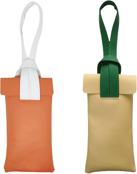 2 Pack Soft Leather Eyeglass Bags Portable Unisex Glasses Pouch Sunglasses Reading Spectacles Organizer