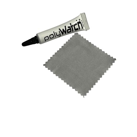 Polywatch Poly Watch Plastic Crystal Glass Polish & Scratch Remover Repair Tool with Blue Cloth, 5 ml Tube