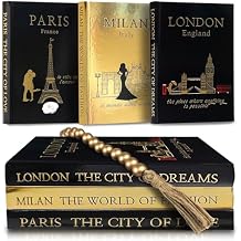 SIMPLIFY ASTHETIC - Decorative Books Set of 3 with Golden Garland Bead - Decorative Books for Coffee Table, Home Decor - Designer Books Decor Set - Faux Books for Bookshelf