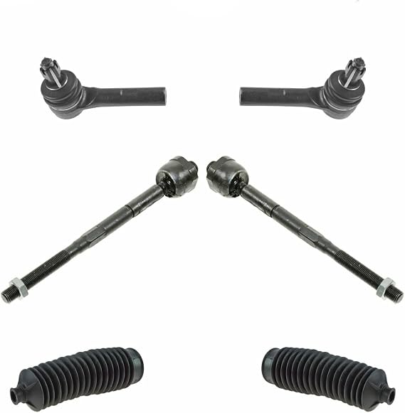 4pcs Front Inner Outer Tie Rods+2pcs Front Steering Rack and Pinion Bellows Compatible with Chevrolet Colorado 2004-2005 &Compatible with GMC Canyon 04-05 03-3087 26095458 577603E010