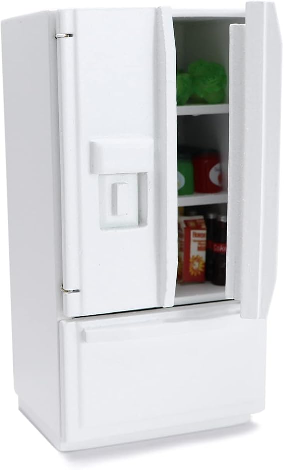 Miniature Dollhouse Fridge 1:12 Furniture Decoration Accessories Mini Refrigerator Kitchen Living Room Scene Model Ornaments(B-Silver