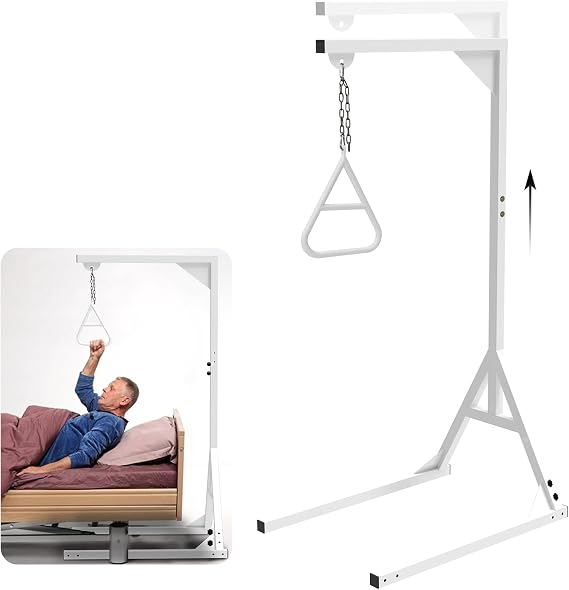 Bed Trapeze, Trapeze Bar for Bed Mobility Sturdy Bed Trapeze for Elderly and Patient Bed Pull Up Medical Trapeze Bars Assist Individual with Transferring Or Repositioning Safely and Easily