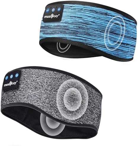 MUSICOZY Bluetooth 5.4 Sleep Headphones Sports Headband Headphones, Wireless Earphones Music Sleep Earbuds for Side Sleepers Sleeping Eye Mask for Women Men Workout Running Cool Unique Gifts