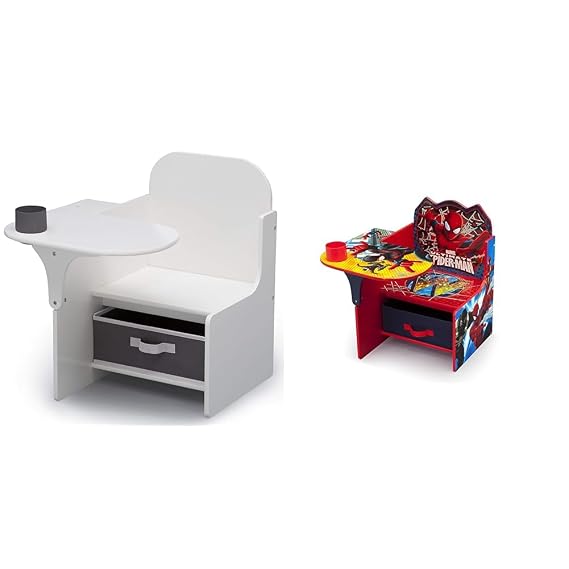 Delta Children MySize Chair Desk with Storage Bin - Greenguard Gold Certified, Bianca White & Chair Desk with Storage Bin - Greenguard Gold Certified, Spider-Man, Arm Rest